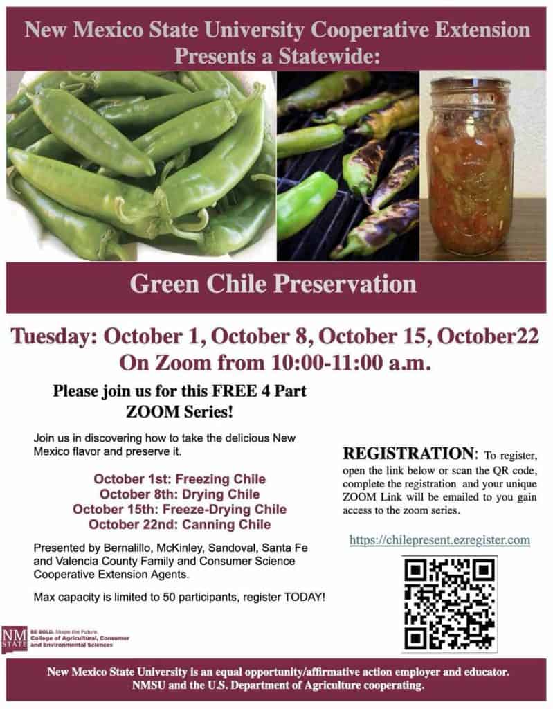 green chile preservation online course zoom